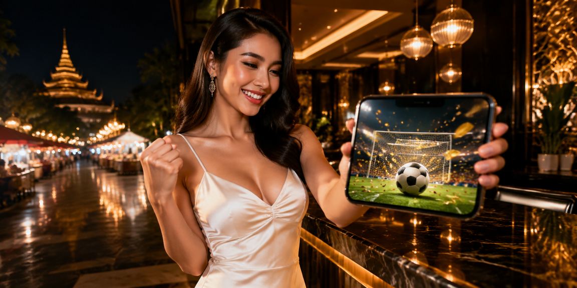 Penggemar sepak bola menikmati taruhan olahraga online di perangkat mobile